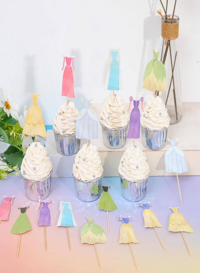 UOAOU Princess Party Cupcake Topper - Princess First Birthday Party Decoration,Dress Birthday Cake Decoration,Girl's 1st Party Supplies (cake topper) - Image 3